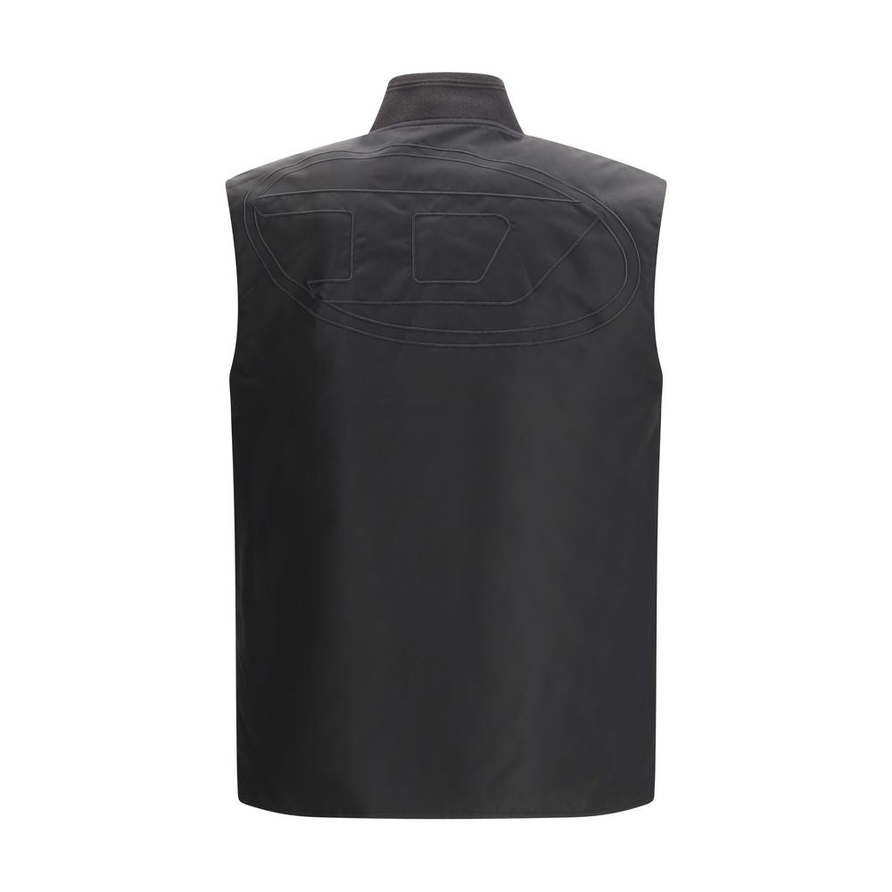 Diesel Brown Polyamide Sleeveless Jacket Diesel