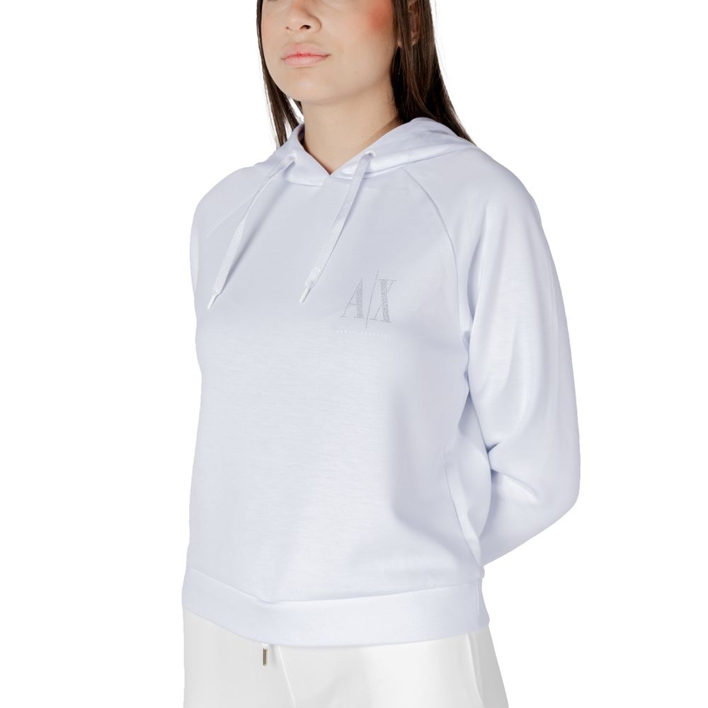 Armani Exchange White Viscose Hoodie Armani Exchange