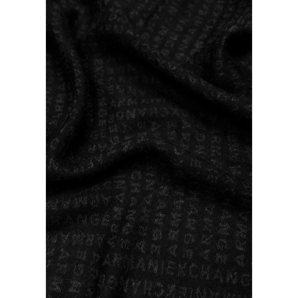 Armani Exchange Black Viscose Scarf Armani Exchange