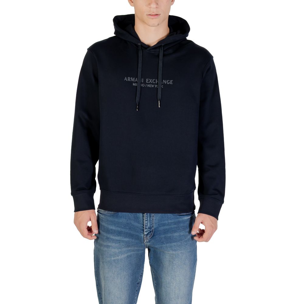 Armani Exchange Blue Cotton Hoodie Armani Exchange