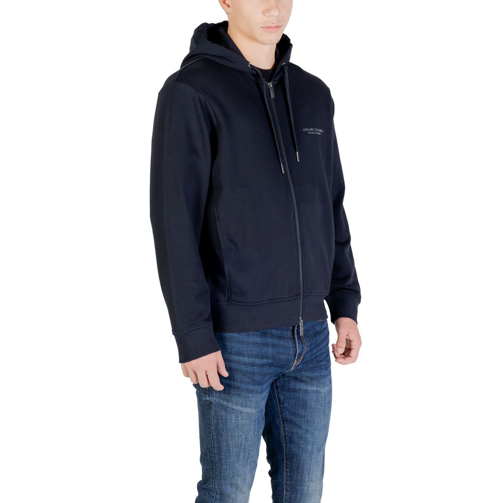Armani Exchange Blue Cotton Hoodie Armani Exchange