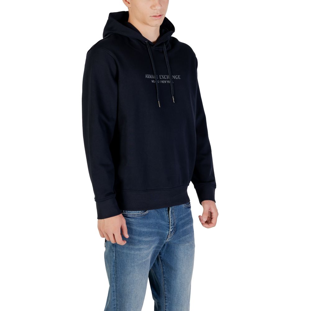 Armani Exchange Blue Cotton Hoodie Armani Exchange