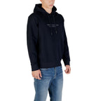 Armani Exchange Blue Cotton Hoodie Armani Exchange