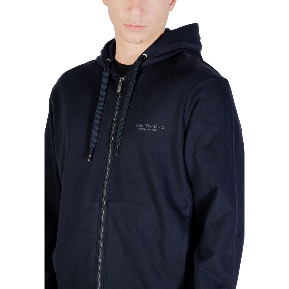 Armani Exchange Blue Cotton Hoodie Armani Exchange