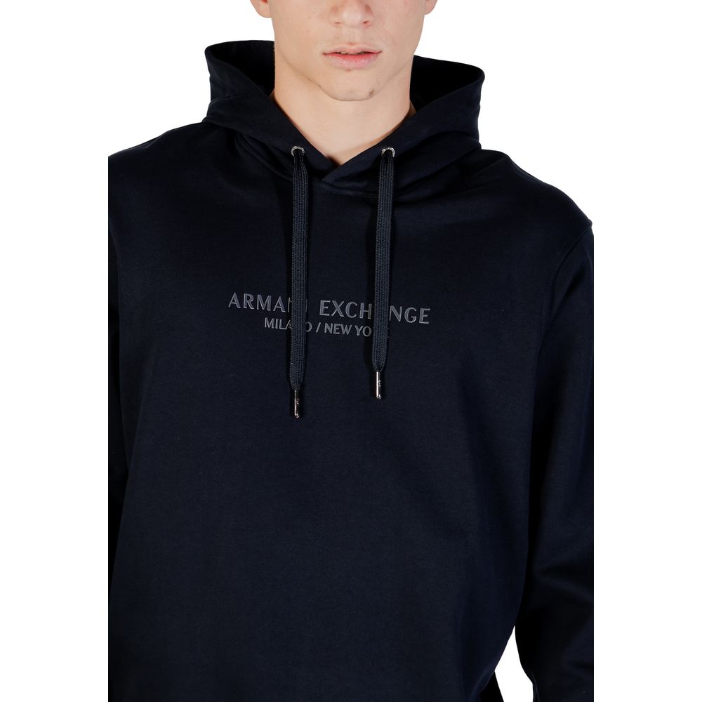 Armani Exchange Blue Cotton Hoodie Armani Exchange