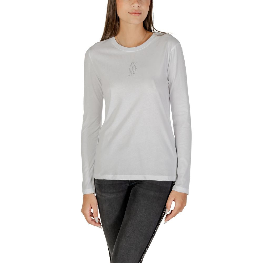 Armani Exchange White Cotton Long Sleeve T-Shirt Armani Exchange
