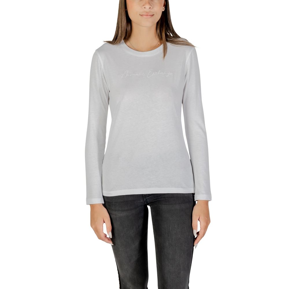 Armani Exchange White Cotton Long Sleeve T-Shirt Armani Exchange