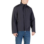 Armani Exchange Blue Polyester Full-Length Jacket Armani Exchange