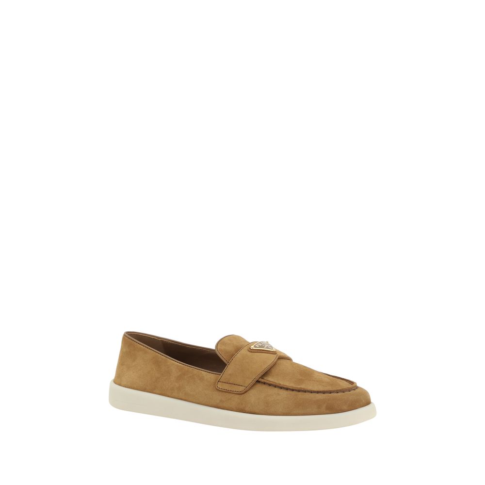 Prada Brown Calf Leather Bos Taurus Slip-On Loafers Prada