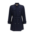 Burberry Blue Cotton Trench Coat Burberry