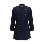 Burberry Blue Cotton Trench Coat Burberry