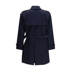 Burberry Blue Cotton Trench Coat Burberry