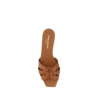 Saint Laurent Brown Calf Leather Bos Taurus Flat Sandals Saint Laurent