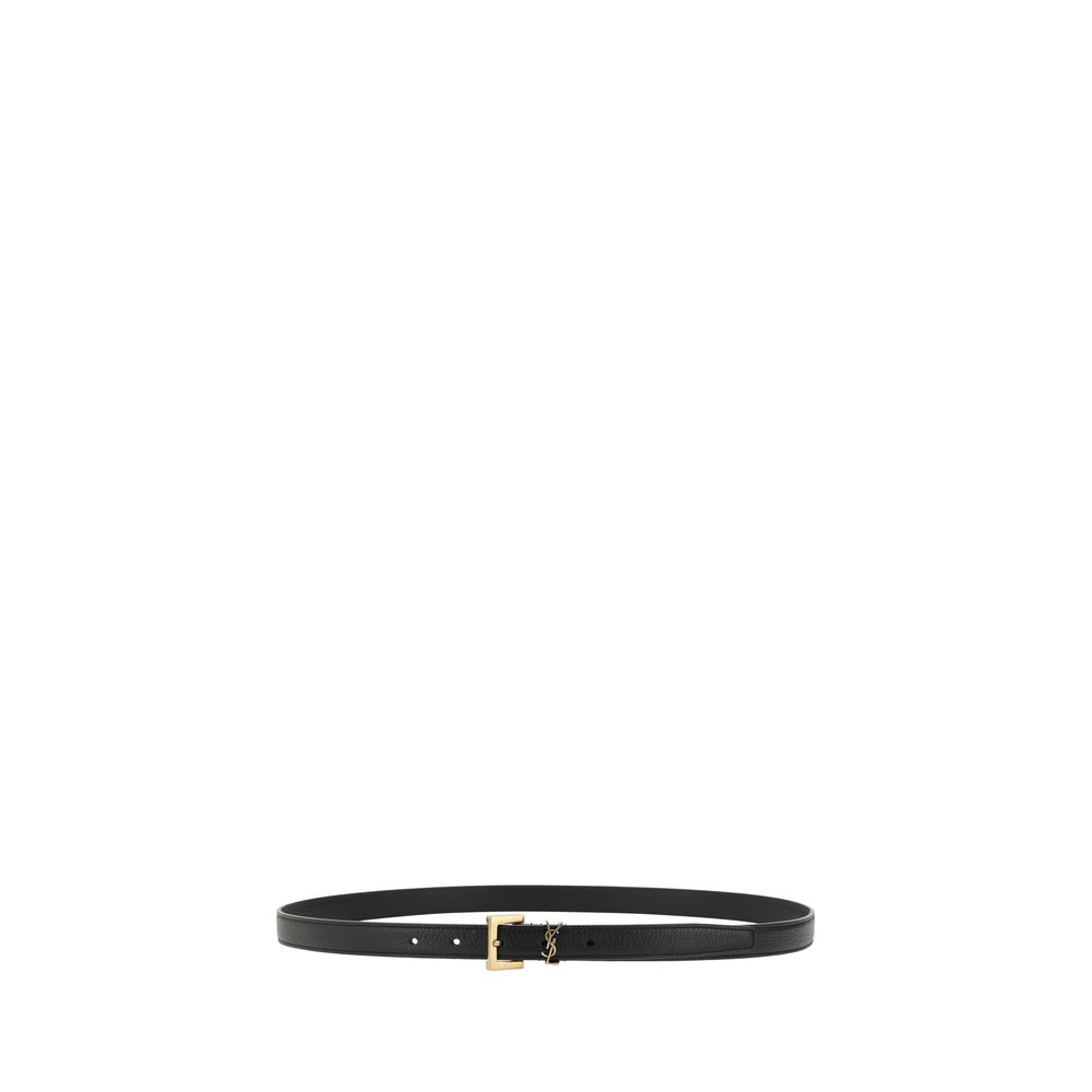 Saint Laurent Black Calf Leather Bos Taurus Regular Belt Saint Laurent