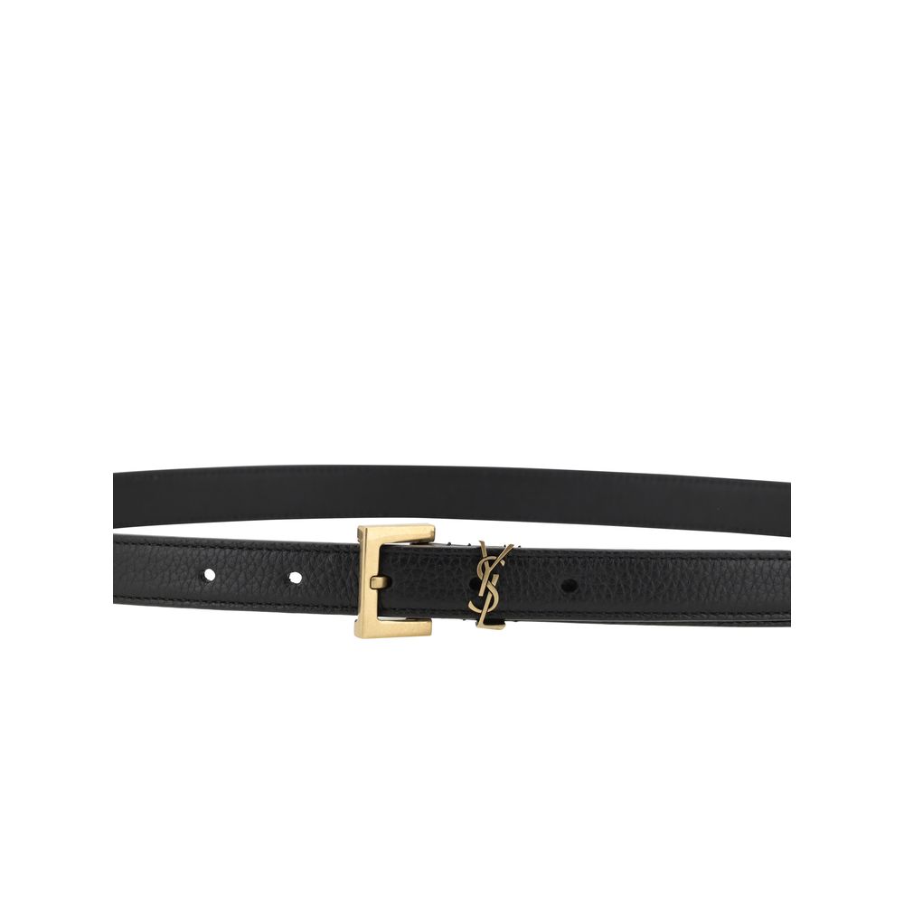 Saint Laurent Black Calf Leather Bos Taurus Regular Belt Saint Laurent