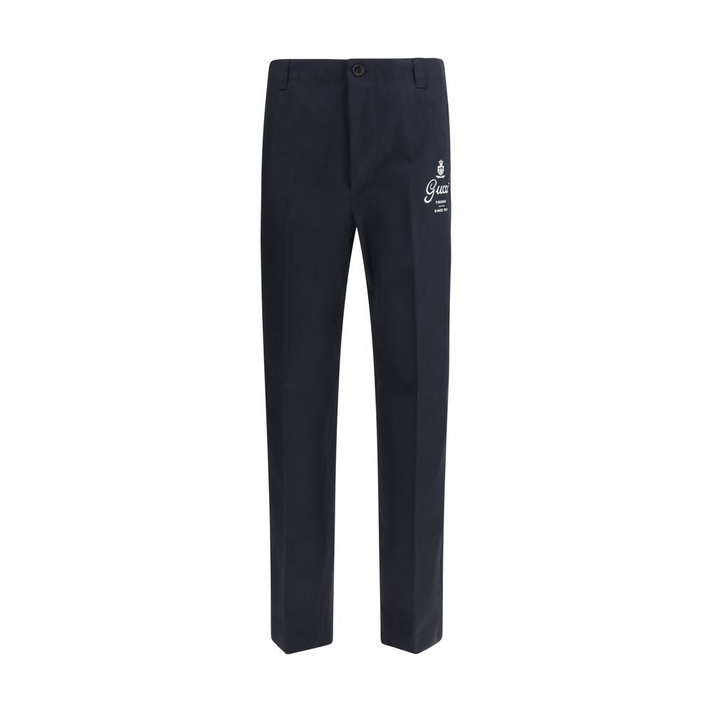 Gucci Blue Cotton Casual Pants Gucci