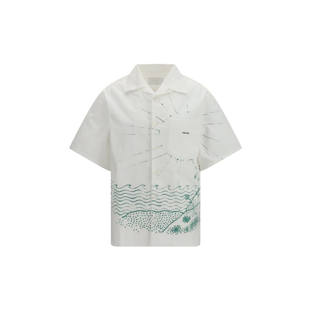 Prada White Cotton Pattern Shirt Prada