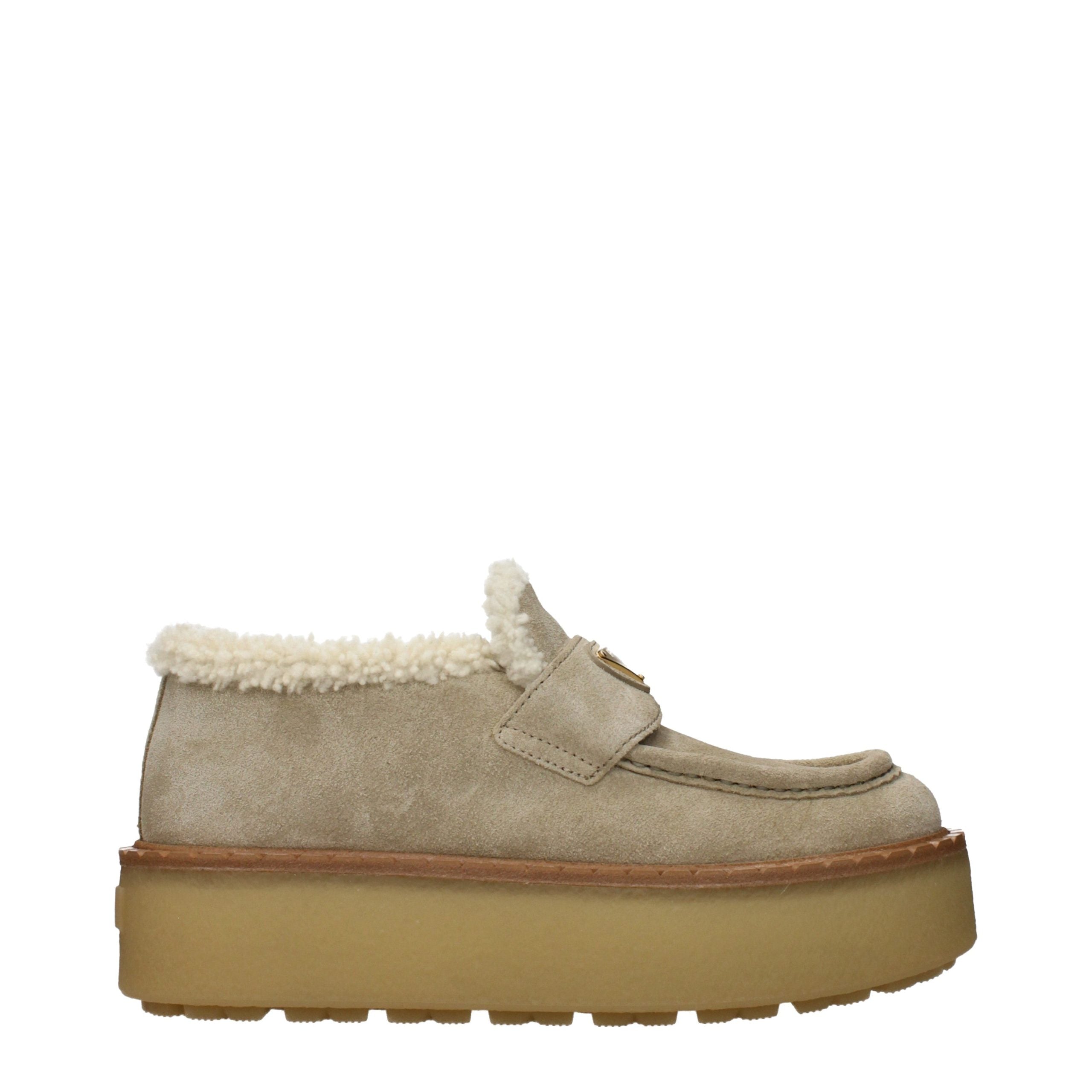 Prada Beige Leather Platform Loafers Prada