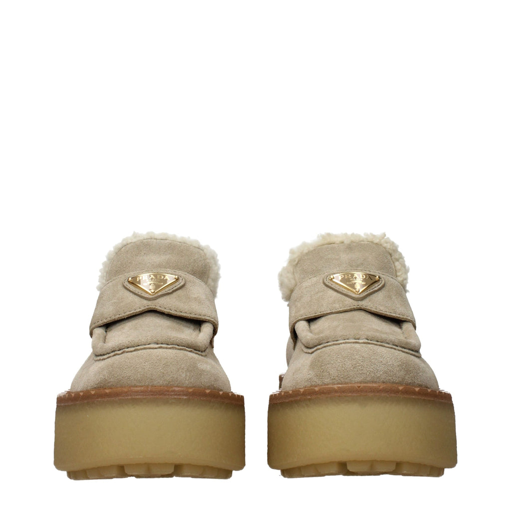 Prada Beige Leather Platform Loafers Prada