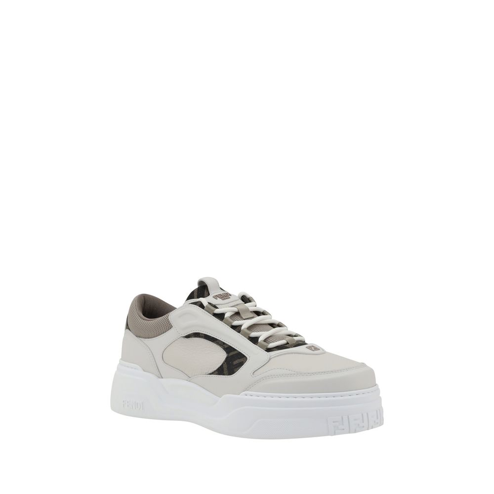 Fendi White Calf Leather Bos Taurus Low Top Sneakers Fendi