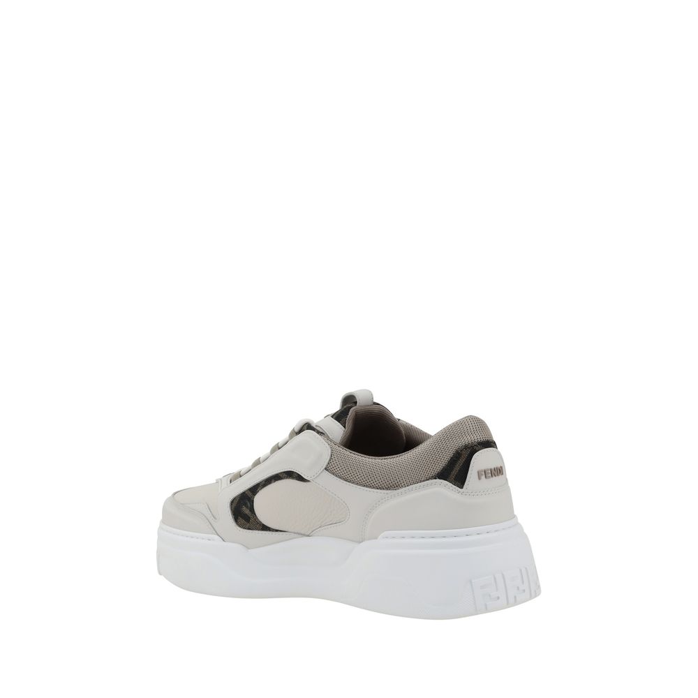 Fendi White Calf Leather Bos Taurus Low Top Sneakers Fendi
