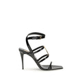 Saint Laurent Black Calf Leather Bos Taurus Stiletto Heel Sandals Saint Laurent