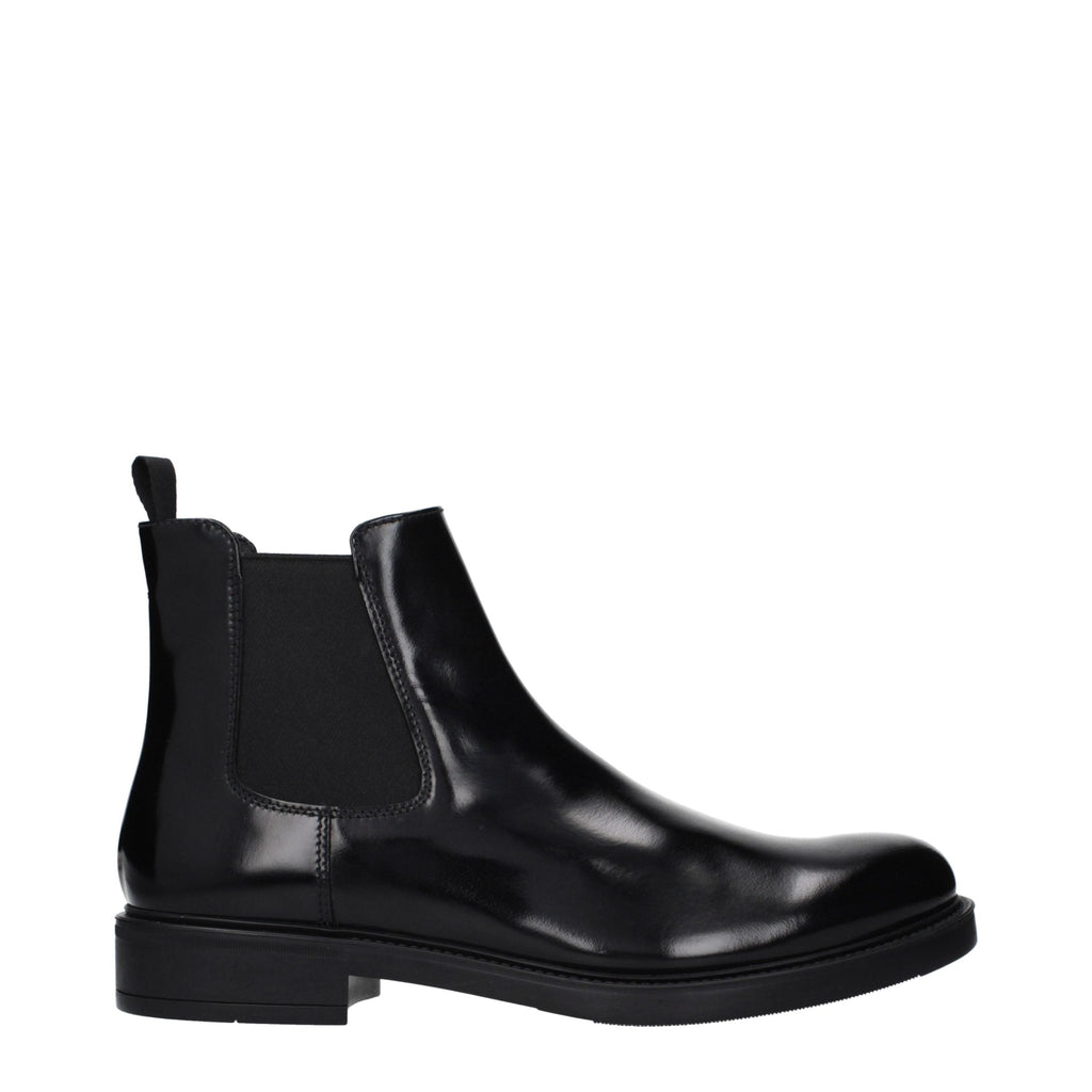 Prada Black Leather Ankle Boots Prada