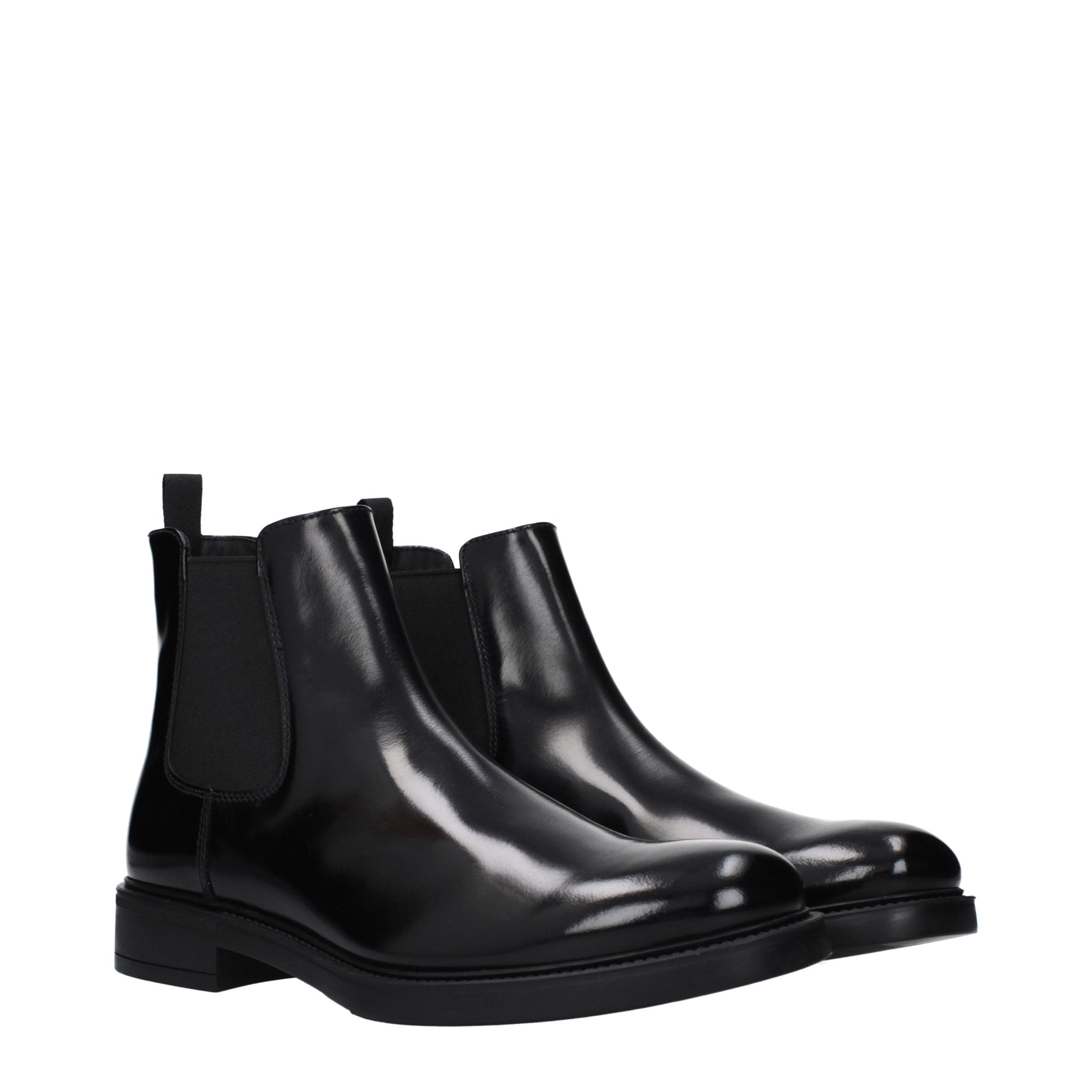 Prada Black Leather Ankle Boots Prada