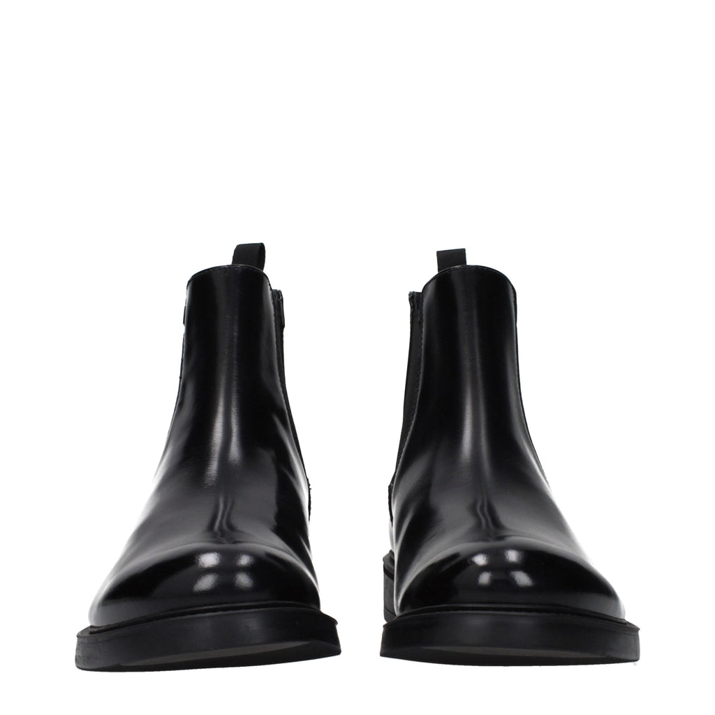 Prada Black Leather Ankle Boots Prada