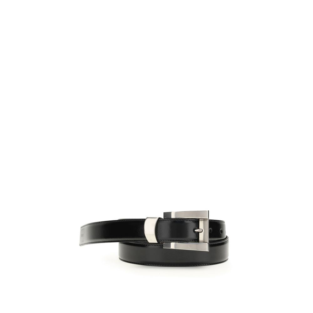 Versace Black Calf Leather Bos Taurus Regular Belt Versace