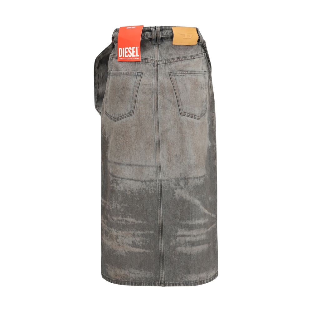 Diesel Gray Lyocell Midi Skirt Diesel