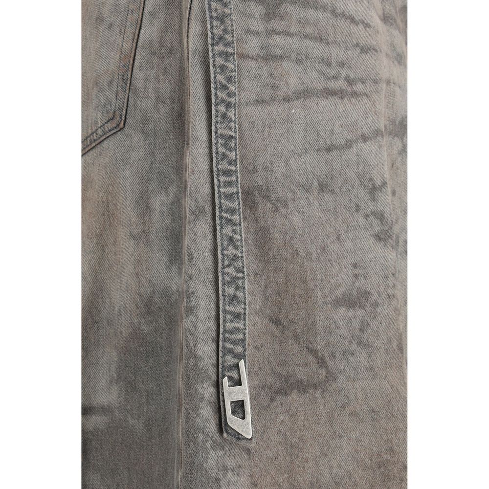 Diesel Gray Lyocell Midi Skirt Diesel
