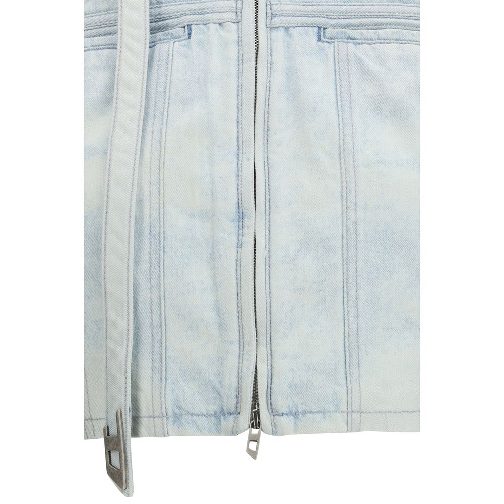 Diesel Blue Cotton Biker Jacket Diesel