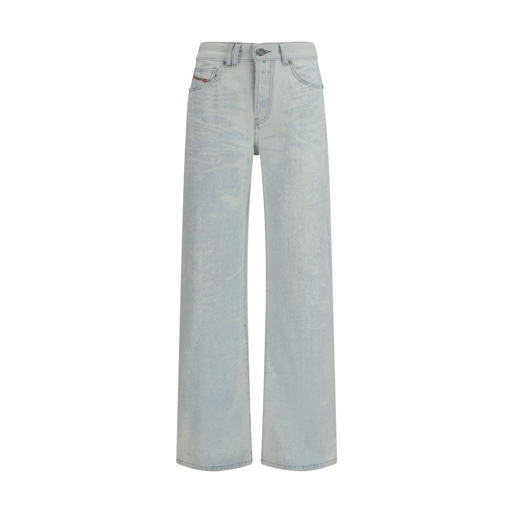 Diesel Blue Cotton Straight-Leg Jeans Diesel