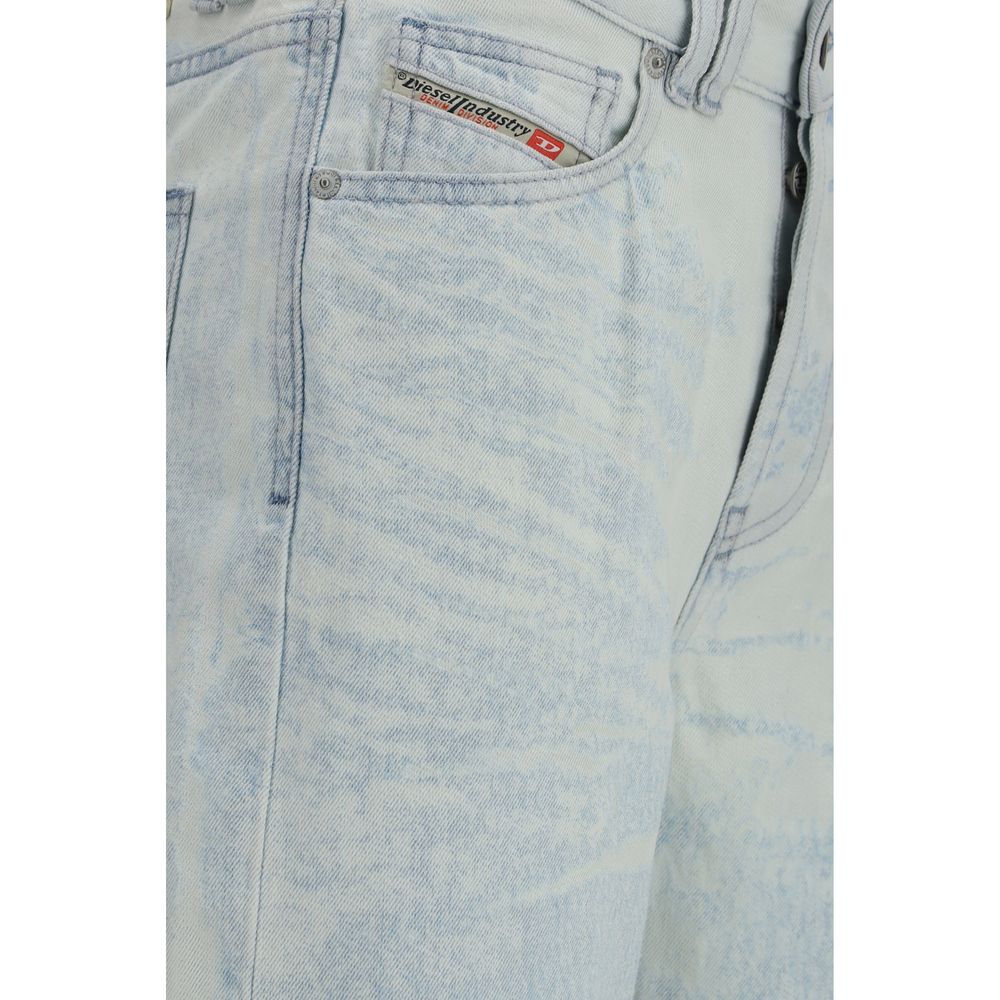 Diesel Blue Cotton Straight-Leg Jeans Diesel