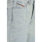 Diesel Blue Cotton Straight-Leg Jeans Diesel