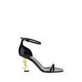 Saint Laurent Black Calf Leather Bos Taurus Stiletto Heel Sandals Saint Laurent