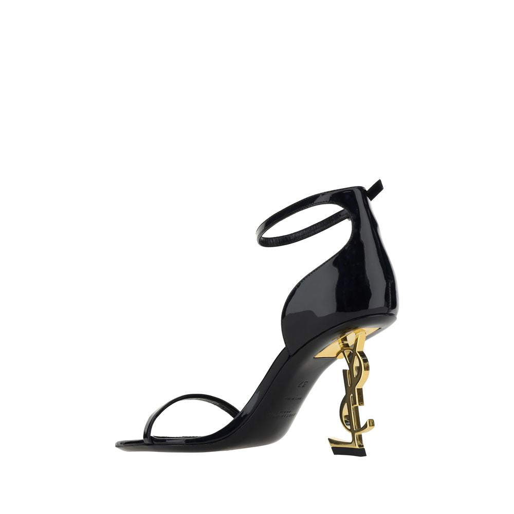 Saint Laurent Black Calf Leather Bos Taurus Stiletto Heel Sandals Saint Laurent