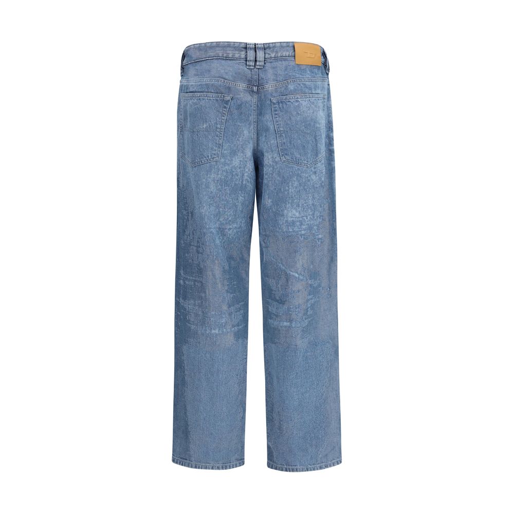 Diesel Blue Cotton Straight-Leg Jeans Diesel