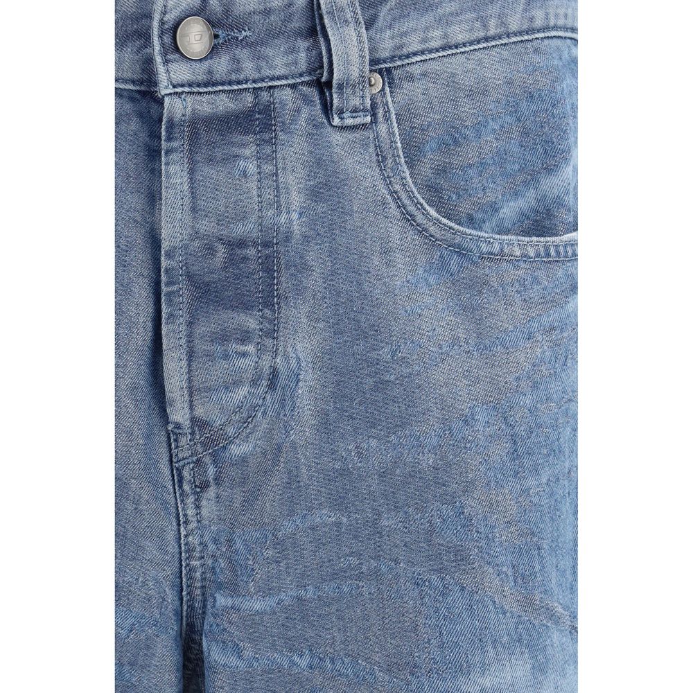 Diesel Blue Cotton Straight-Leg Jeans Diesel