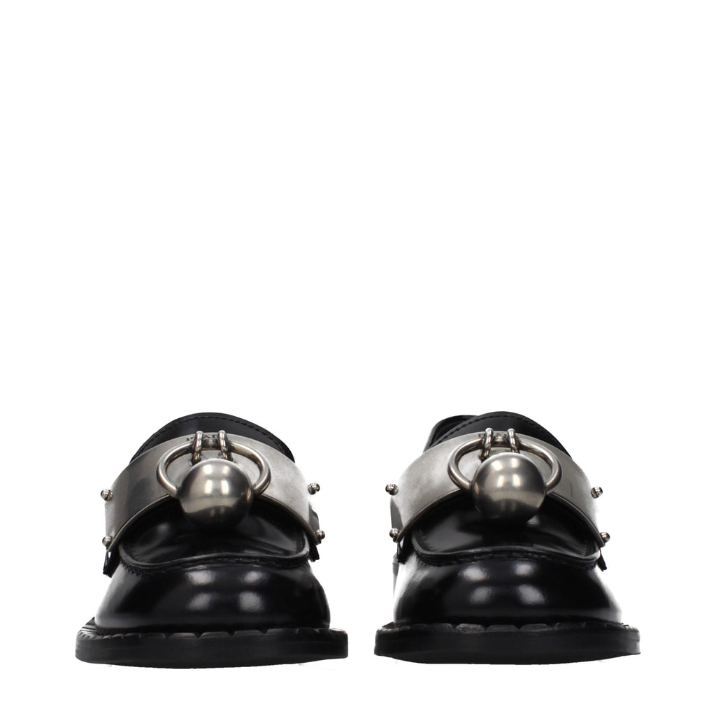 Prada Black Leather Slip-On Loafers Prada
