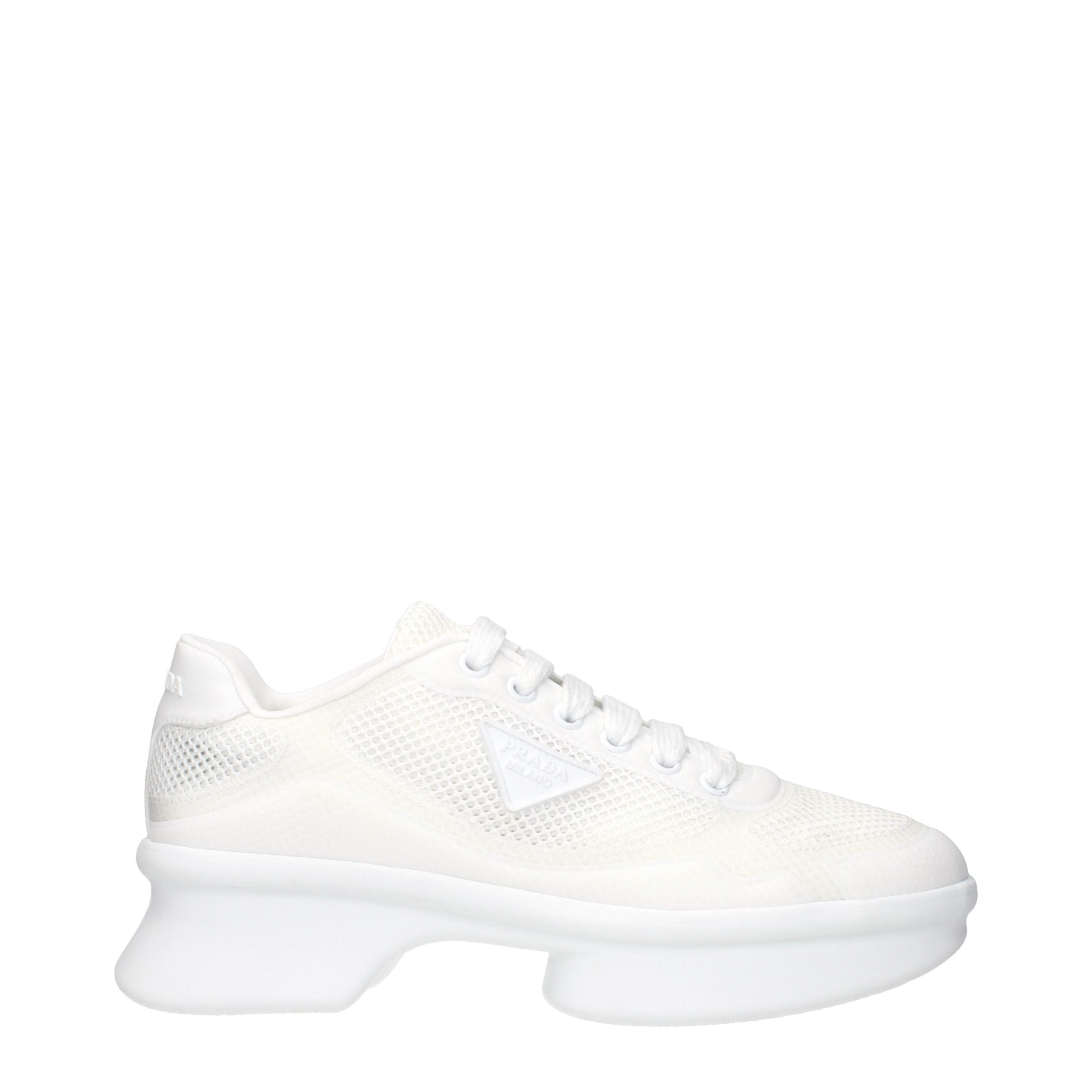Prada White Fabric Low Top Sneakers Prada
