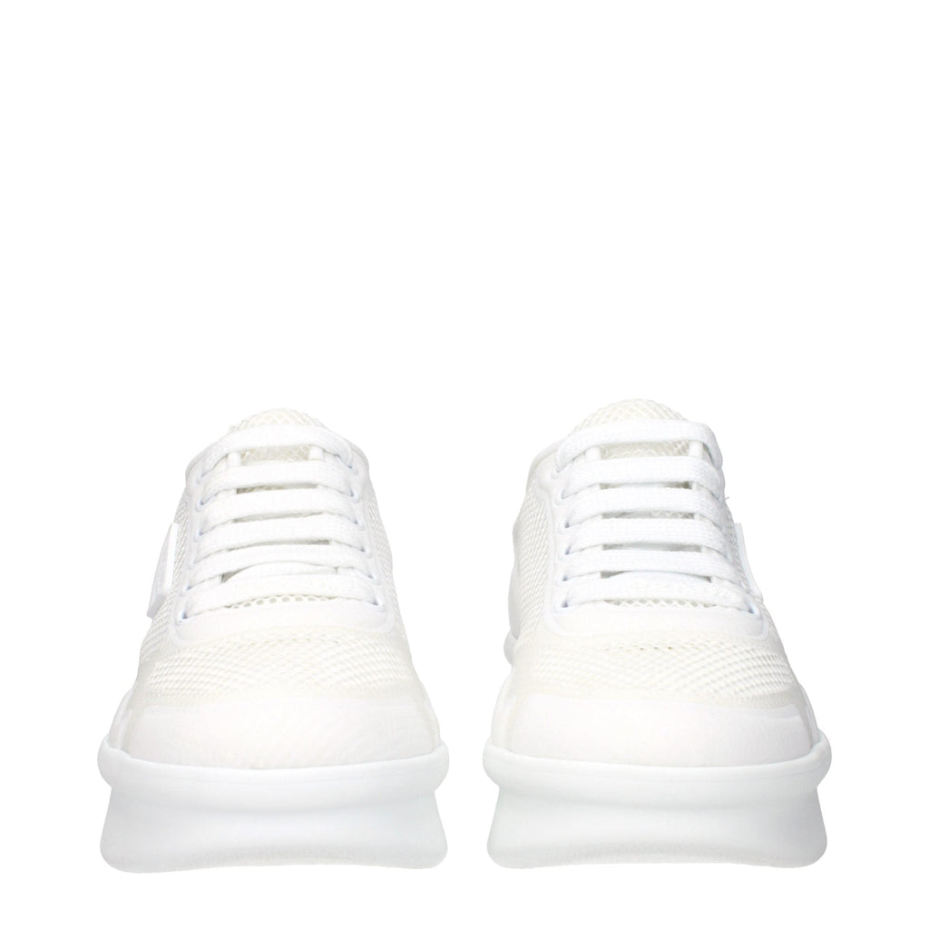 Prada White Fabric Low Top Sneakers Prada