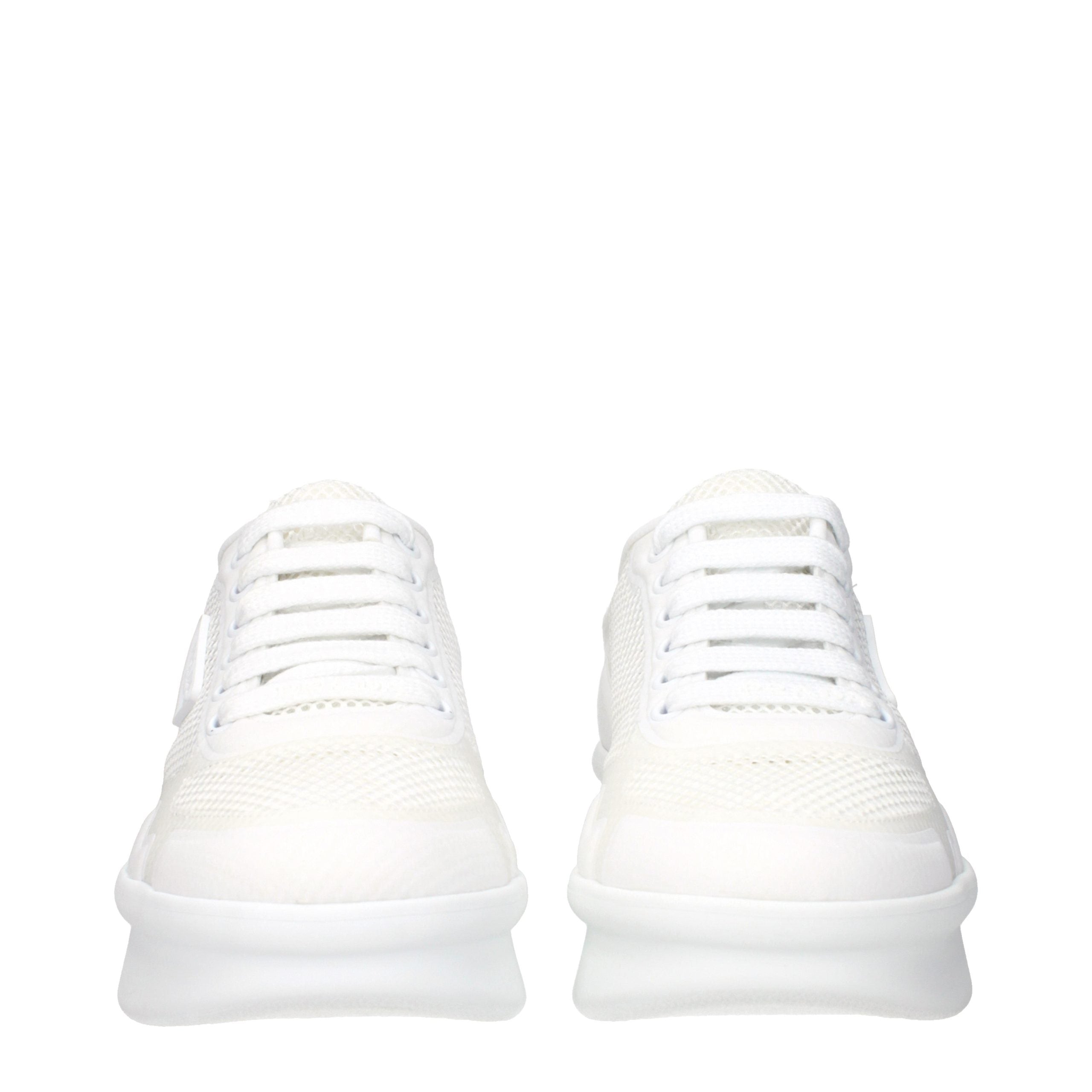 Prada White Fabric Low Top Sneakers Prada