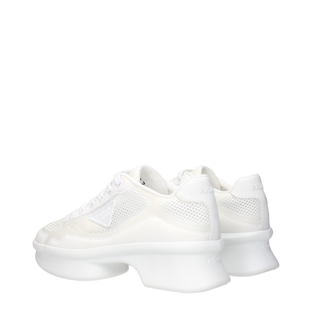 Prada White Fabric Low Top Sneakers Prada