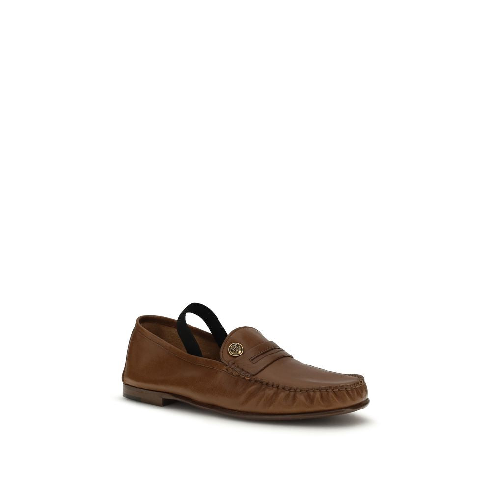 Versace Brown Lamb Ovis Aries Aries Slip-On Loafers Versace