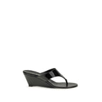 Prada Black Calf Leather Bos Taurus Wedge Sandals Prada