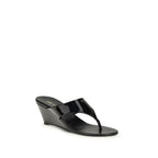 Prada Black Calf Leather Bos Taurus Wedge Sandals Prada