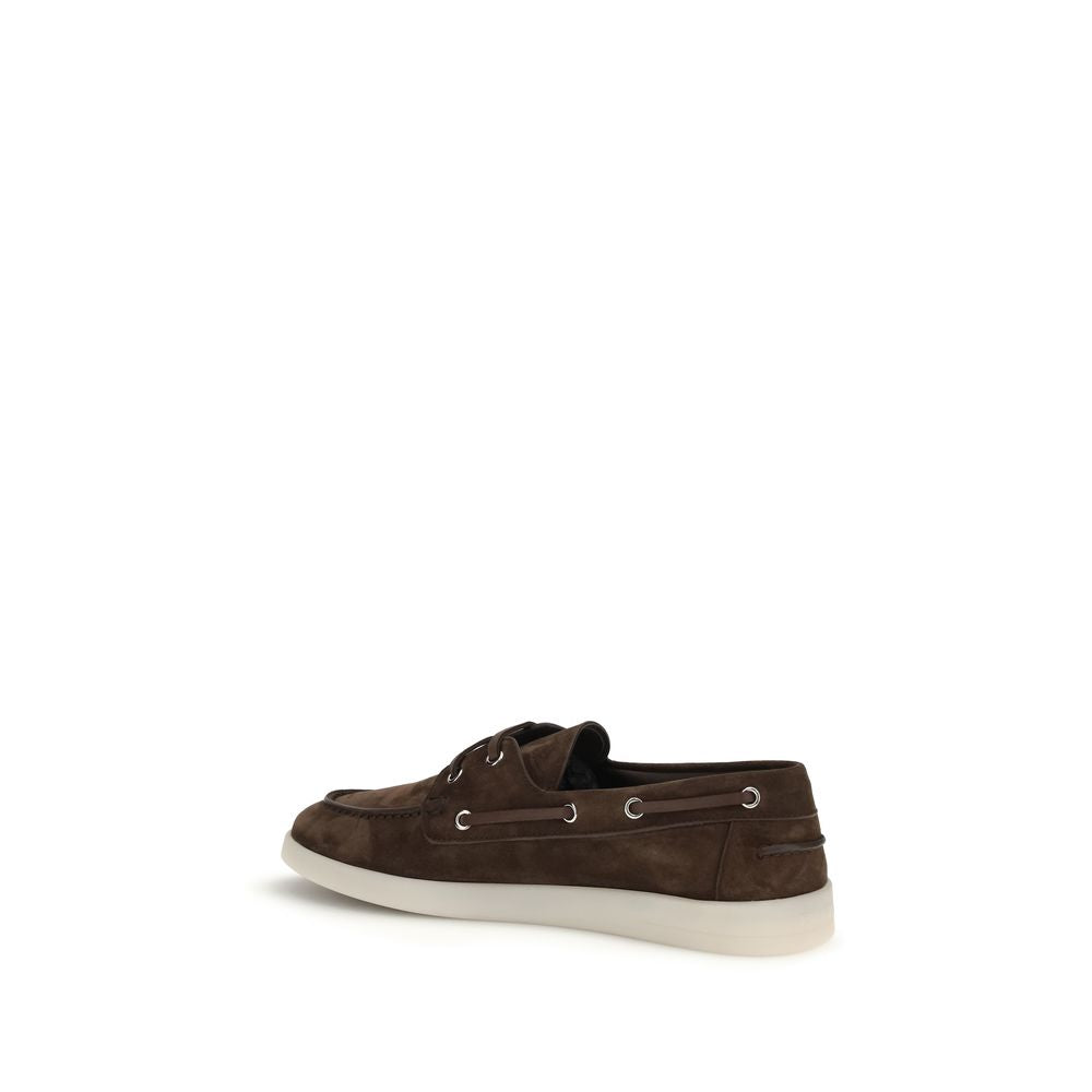 Prada Brown Calf Leather Bos Taurus Slip-On Loafers Prada