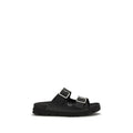 Prada Black Calf Leather Bos Taurus Flat Sandals Prada